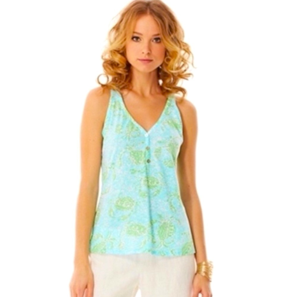 ⭐️Lilly Pulitzer,Hartley CrabsTank Get Crackin’ Multi Color Blue Green,Size XS